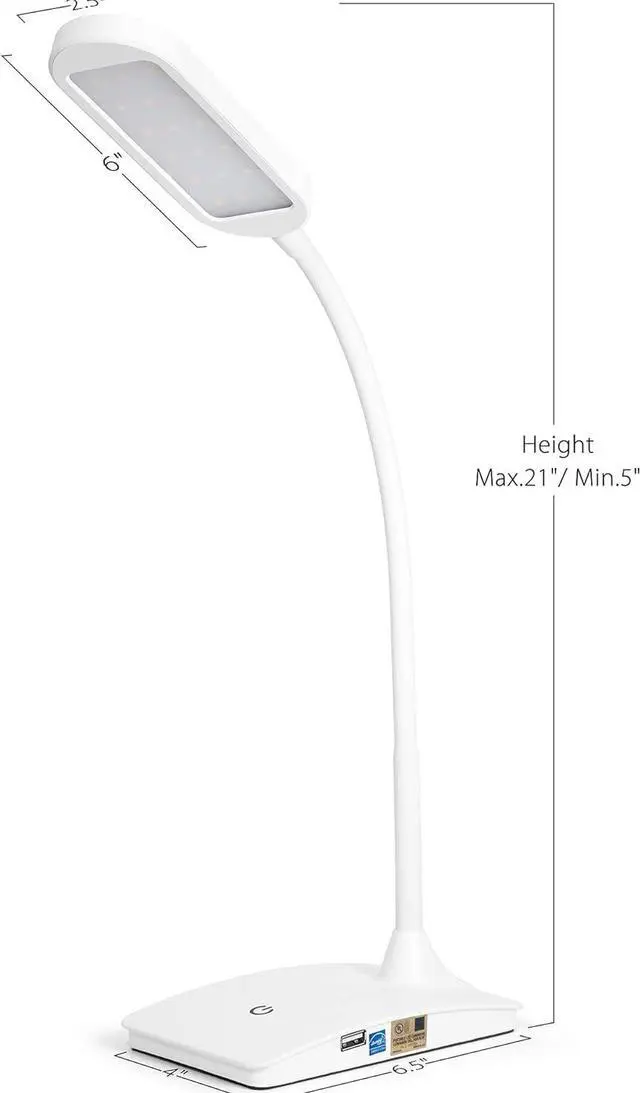 Alt view image 6 of 7 - TW Desk Lamps for Home Office - Super Bright Small Desk Lamp with USB Charging Port, a Perfect LED Desk Light as Study Lamp, Bedside Reading Lights, White