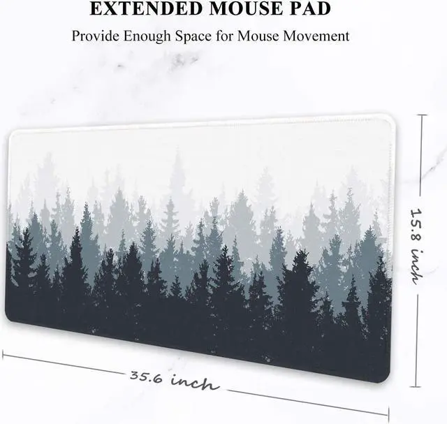 Alt view image 2 of 14 - Large Mouse Pad Full Desk XXL Extended Gaming Mouse Pad 35 X 15 Waterproof Desk Mat with Stitched Edge Non-Slip Laptop Computer Keyboard Mousepad for Office & Home Misty Forest Design