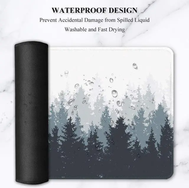Alt view image 6 of 14 - Large Mouse Pad Full Desk XXL Extended Gaming Mouse Pad 35 X 15 Waterproof Desk Mat with Stitched Edge Non-Slip Laptop Computer Keyboard Mousepad for Office & Home Misty Forest Design