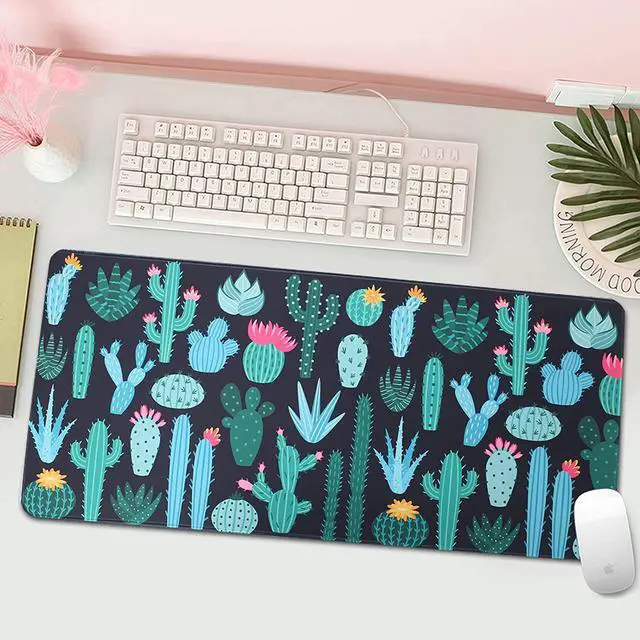 Alt view image 2 of 12 - Large Gaming Mouse pad Cactus Keyboard XL Large Gaming mousepads Desk mat 35.4  15.7x1.5 inch Computer Mouse pad Large Desktop Mouse pad Specially Designed for Game Surface / Office Durable Edge