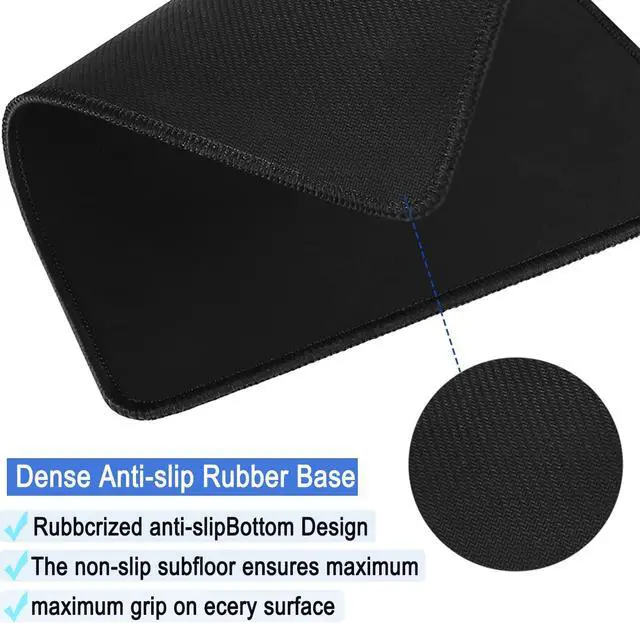 Alt view image 4 of 7 - Mouse Pad Large Gaming Mouse Pad with Double Stitched Edges 14.9 x 11.7 inches Premium-Textured & Waterproof Mousepad Nonslip Natural Rubber Base Mouse pad for Laptop Computer Office Home Black