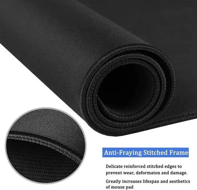 Alt view image 5 of 7 - Mouse Pad Large Gaming Mouse Pad with Double Stitched Edges 14.9 x 11.7 inches Premium-Textured & Waterproof Mousepad Nonslip Natural Rubber Base Mouse pad for Laptop Computer Office Home Black
