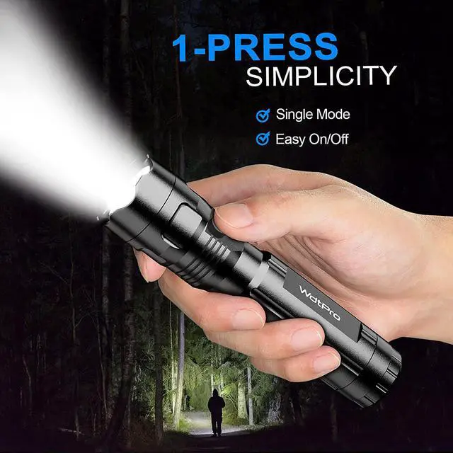 Alt view image 3 of 7 - WdtPro 4 Pack LED Flashlights, Bright Flashlight with 16 AAA Batteries, Super Long Battery Life, Single Mode, High Lumens, EDC Flash Lights for Emergencies, Hurricane Supplies, Camping