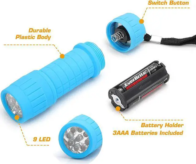 Alt view image 4 of 7 - 16-Pack Mini LED Flashlight Set - Assorted 4 Colors 48 AAA Batteries Included for Hurricane Supplies Party Favors Kids Gift Camping Hiking etc