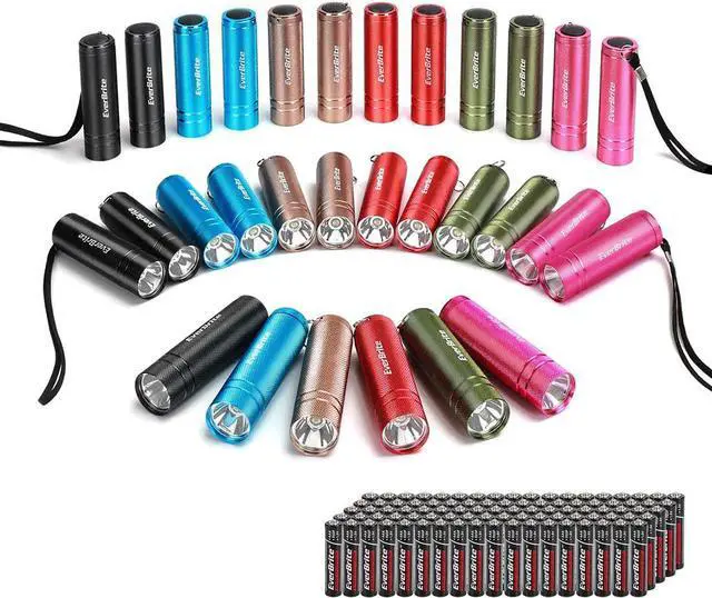 Main image of 30-Pack Mini Flashlight Set Aluminum LED Handheld Torches with Lanyard Assorted Colors Batteries Included for Party Favors Night Reading Camping Power Outage Gift to Christmas