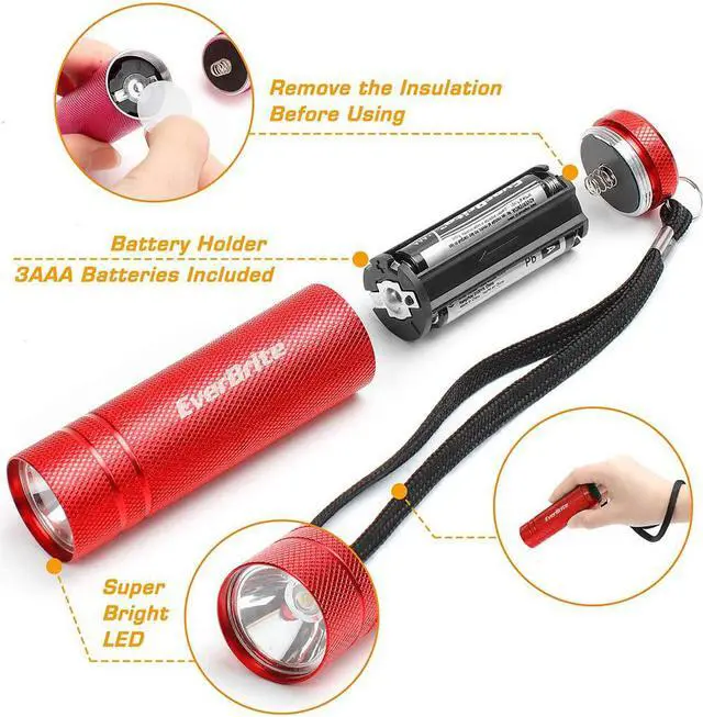Alt view image 6 of 7 - 30-Pack Mini Flashlight Set Aluminum LED Handheld Torches with Lanyard Assorted Colors Batteries Included for Party Favors Night Reading Camping Power Outage Gift to Christmas