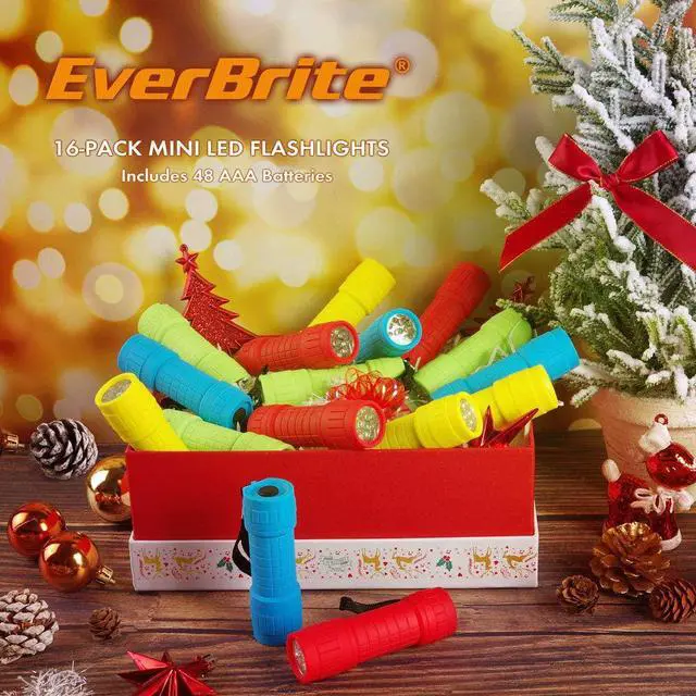 Alt view image 5 of 7 - 16-Pack Mini LED Flashlight Set - Assorted 4 Colors 48 AAA Batteries Included for Hurricane Supplies Party Favors Kids Gift Camping Hiking etc