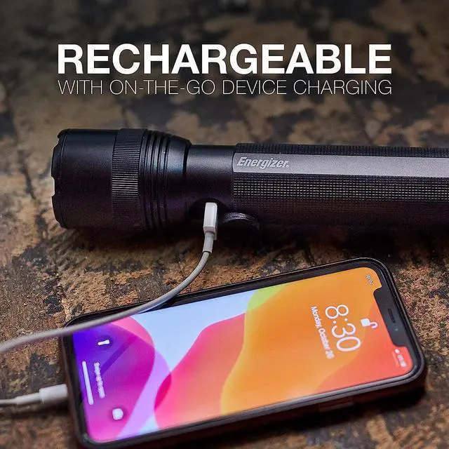 Alt view image 5 of 5 - Energizer TacR-1000 LED Tactical Flashlight, Bright Rechargeable Flashlight for Emergencies and Camping Gear, Water Resistant Flashlight, USB Included, Pack of 1, Black