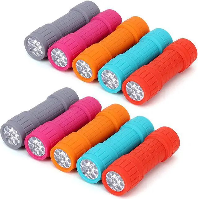 Main image of FASTPRO 10-Pack, 9-LED Mini Flashlight Set, AAA Batteries are Included and Pre-Installed, Perfect for Class Teaching, Camping, Wedding Favor