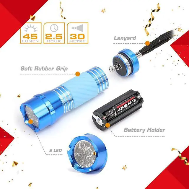 Alt view image 2 of 7 - EverBrite 4-Pack Mini LED Aluminum Flashlight Party Favors Colors Assorted for Hurricane Supplies with Handle Glow in Dark