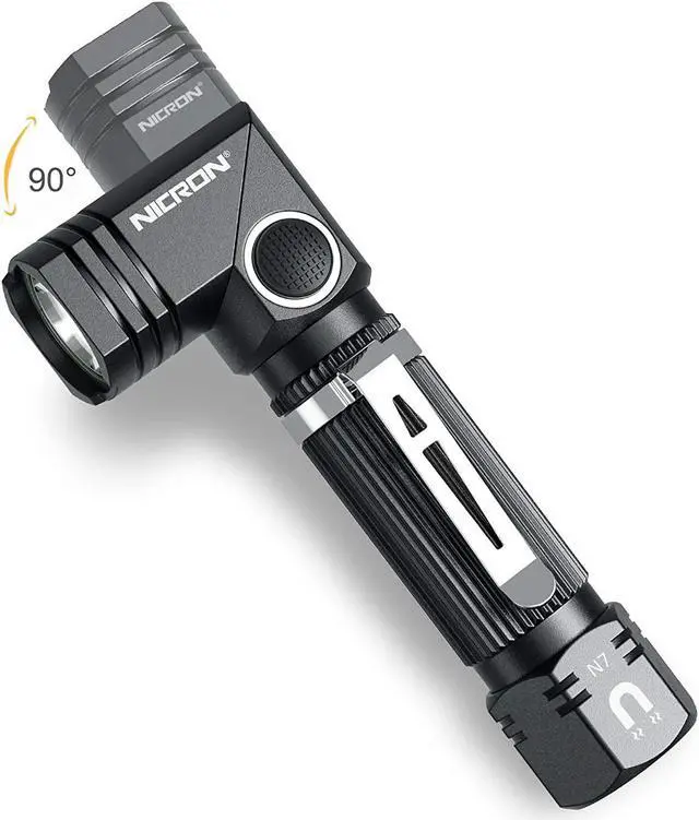 Main image of Flashlight, NICRON N7 600 Lumens Tactical Flashlight, 90 Degree Mini Flashlight Ip65 Waterproof Led Flashlight 4 Modes- Best High Lumens Are For Camping, Outdoor, Hiking Not including BatteriesGift