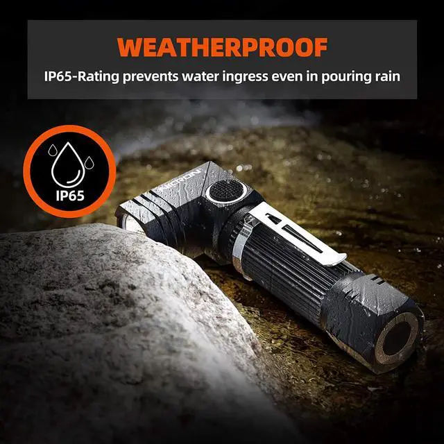 Alt view image 5 of 7 - Flashlight, NICRON N7 600 Lumens Tactical Flashlight, 90 Degree Mini Flashlight Ip65 Waterproof Led Flashlight 4 Modes- Best High Lumens Are For Camping, Outdoor, Hiking Not including BatteriesGift