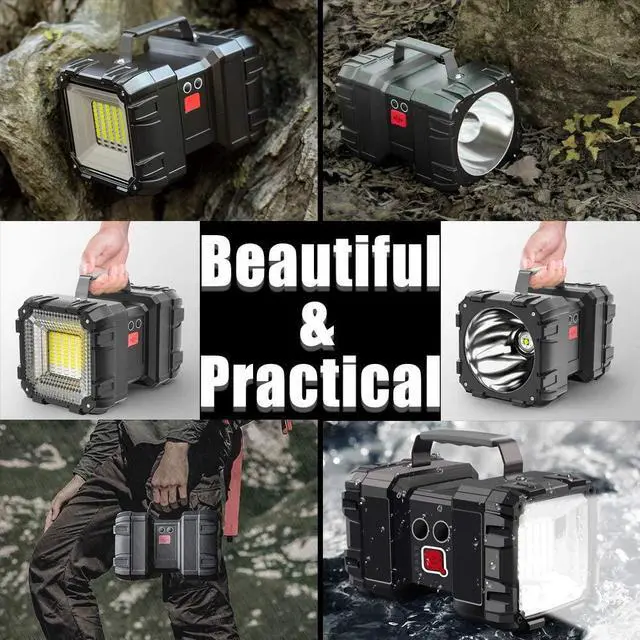 Alt view image 5 of 6 - AlpsWolf Rechargeable Flashlight, LED Spotlight Flashlight 15000 Capacity 4000LM 20h Ultra-Long Standby Ultra Bright Flashlight Waterproof with USB Output as a Power Bank for Camping Accessories