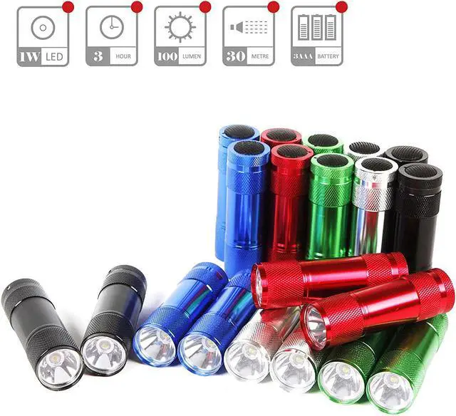 Alt view image 7 of 7 - FASTPRO 20-Pack 100 Lumen Super Bright Aluminum LED Flashlights Set, with AAA Dry Batteries Included and Pre-Installed