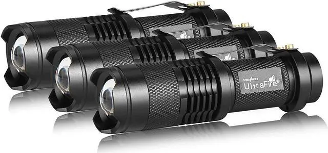 Alt view image 2 of 7 - 3 Pack Mini Flashlights Focus Adjustable SK68 Single Mode Tactical LED Flashlight Ultra Bright 300 Lumens Torch