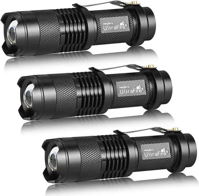 Main image of 3 Pack Mini Flashlights Focus Adjustable SK68 Single Mode Tactical LED Flashlight Ultra Bright 300 Lumens Torch