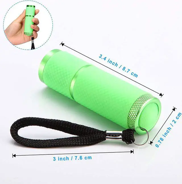 Alt view image 2 of 7 - 8 Pieces 8 Pieces Glow in Dark Flashlights Set 9 LED Mini Flashlights Rubber Coated with Handle LED Fluorescent Aluminum Portable Flashlight for Parties Hiking Camping 4 Colors