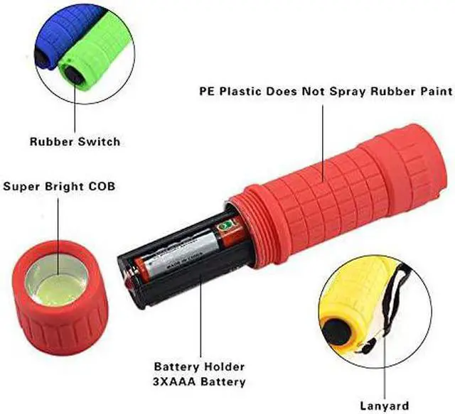 Alt view image 2 of 7 - 30-Pack Small Mini Flashlight Set 5 Colors COB LED Handheld Flashlight with Lanyard 90-Pack AAA Battery Included for Kids/Night Reading/Party/Camping/Emergency/Hunting