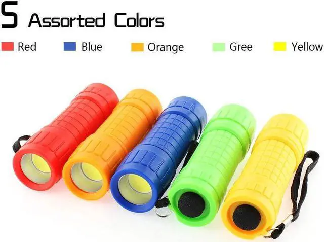Alt view image 3 of 7 - 30-Pack Small Mini Flashlight Set 5 Colors COB LED Handheld Flashlight with Lanyard 90-Pack AAA Battery Included for Kids/Night Reading/Party/Camping/Emergency/Hunting