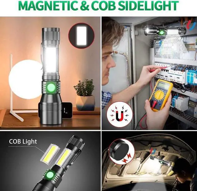 Alt view image 4 of 7 - Blacklight flashlights, 3 in-1 Rechargeable Flashlights, UV Light Magnetic LED Flashlight High Lumens, 7 Mode Emergencies Camping flashlight, Tactical Waterproof Flash Light for Pet Urine Detection