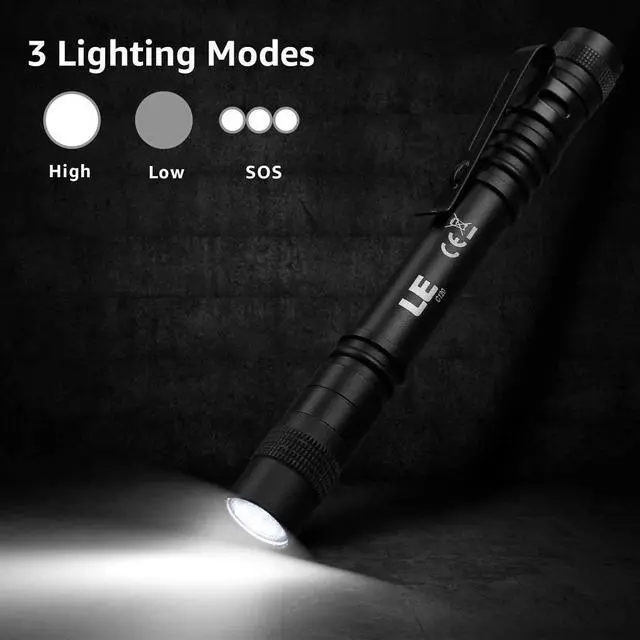 Alt view image 3 of 7 - LE LED Pen Flashlights Lightweight Mini Waterproof Pocket Flashlight with Clip 2 Pack Small Flashlights for Inspection Work Emergency