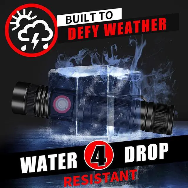 Alt view image 3 of 7 - LED Flashlight Rechargeable USB 2000 High Lumens Small and Bright Pocket Flashlights Focus Adjustable Water Resistant Handheld Flash Light for Camping Outdoor Emergency