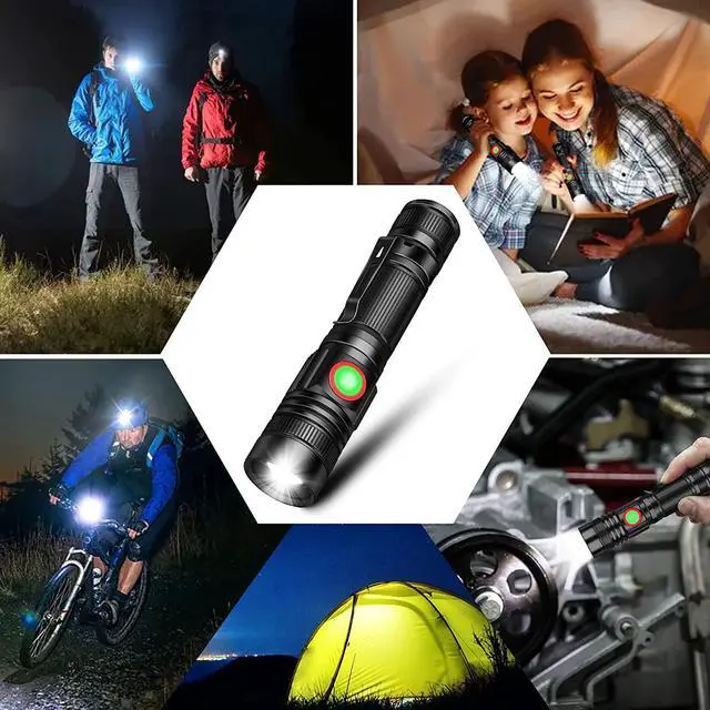 Alt view image 4 of 7 - LED Flashlight Rechargeable USB 2000 High Lumens Small and Bright Pocket Flashlights Focus Adjustable Water Resistant Handheld Flash Light for Camping Outdoor Emergency