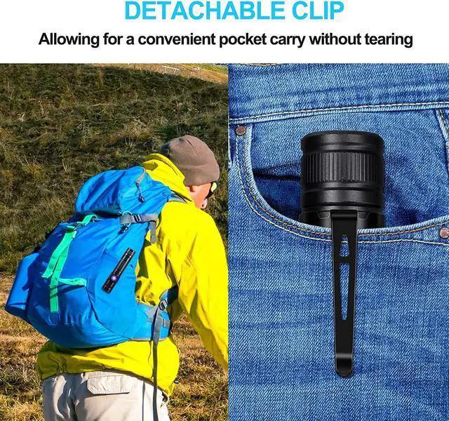 Alt view image 7 of 7 - LED Flashlight Rechargeable USB 2000 High Lumens Small and Bright Pocket Flashlights Focus Adjustable Water Resistant Handheld Flash Light for Camping Outdoor Emergency