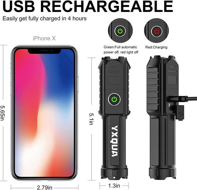 Alt view image 5 of 6 - USB Rechargeable Flashlight - Small & Bright LED Mini Flashlights, High Lumens, 4 Modes, Zoomable, The Size of Pocket Gifts for Kids (4 Pack)