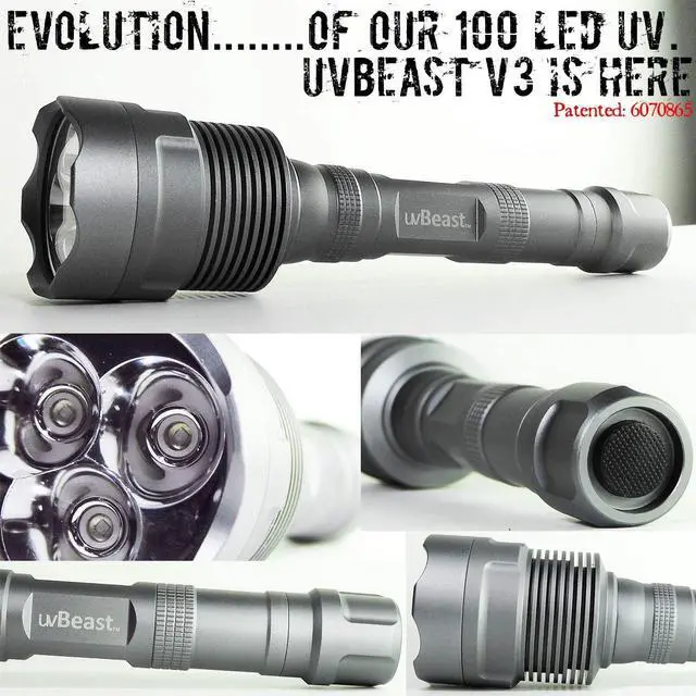 Alt view image 2 of 7 - V3 385-395nm Black Light UV Flashlight - High Power Upgraded Triple Broad Band LEDs Best for Professional/Commercial Use - USA Stock - UK Design