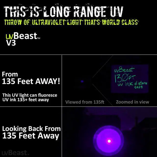 Alt view image 5 of 7 - V3 385-395nm Black Light UV Flashlight - High Power Upgraded Triple Broad Band LEDs Best for Professional/Commercial Use - USA Stock - UK Design