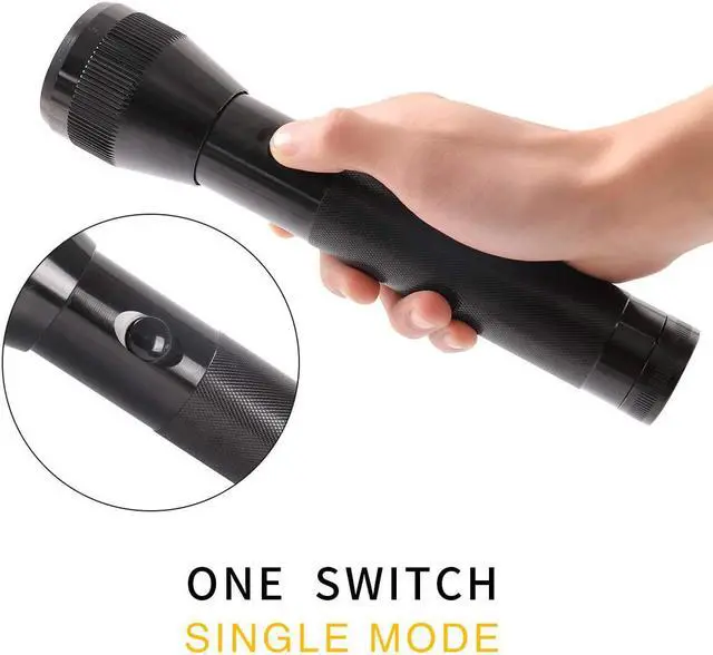 Alt view image 4 of 6 - KunHe 2 Pack Heavy Duty 2 D Cell Battery LED Big Flashlights High Lumens Single Mode Flashlight