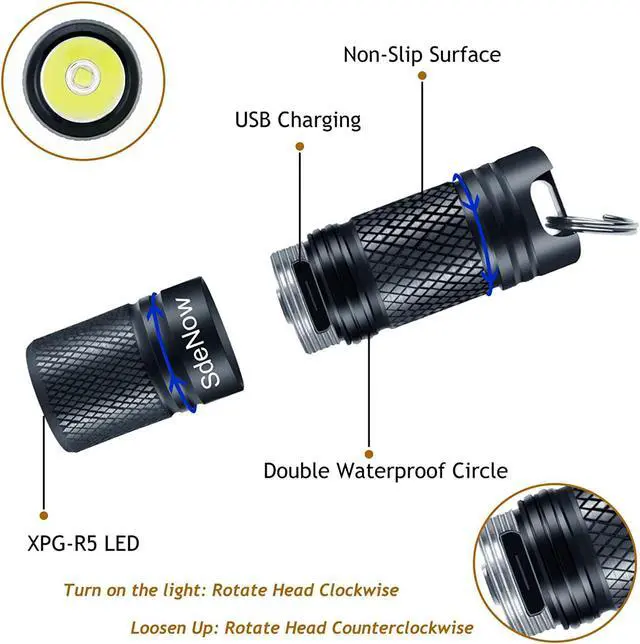 Alt view image 3 of 7 - Mini Flashlight Keychain with Micro USB Rechargeable Tiny Flashlight Brightness can Achieve up to 200 lumens for EDC Torch
