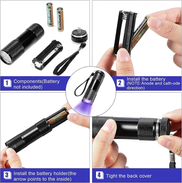 Alt view image 3 of 7 - 40-Pcs Mini UV Black Light Flashlights Purple Light, Black Color