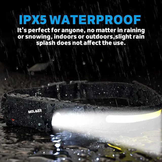 Alt view image 5 of 7 - LED Headlamp Rechargeable Flashlight 2-Pack 230° Wide Beam Headlight with Motion Sensor Lightweight Weatherproof 2 Light Source Head Lamp for Camping Hiking Running Outdoor - Adults and Kids