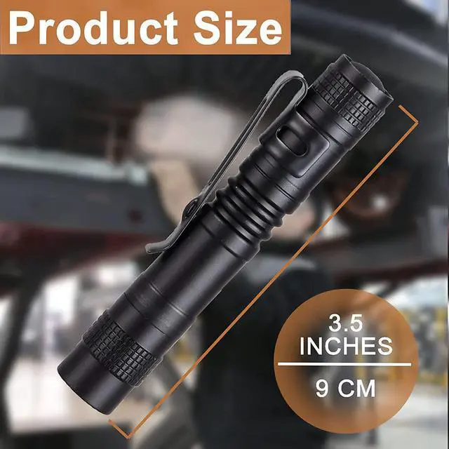 Alt view image 3 of 7 - 10 Pack Small Mini LED Flashlight Pocket Flashlight Pen Light Flashlight Tactical Flashlight with Clip Flashlights for Camping Outdoor Emergency Inspection Fathers Gifts for Dad Husband