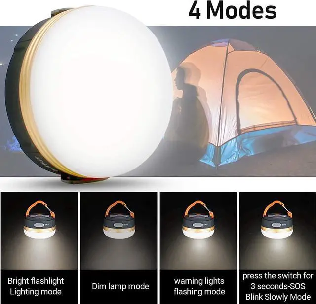Alt view image 2 of 7 - LED Camping Lantern Rechargeable & Portable Tent Light 300LM 3 Light Modes 1800mAh Power Bank with Magnet Base Electric Lantern Flashlight for Camping/Hiking/Fishing/Hurricane/Emergency