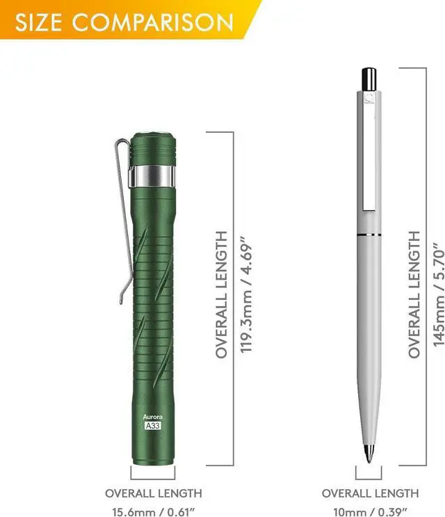 Alt view image 7 of 7 - RovyVon Aurora A33 5000K LED Pen Light, Max 180 Lumen, 3 Mode, Built-in 600mAh Battery, Extra Long Use time, Type-C Rechargeable, Medical Flashlight for Nurses Doctors Emergencies Outdoor(Green)