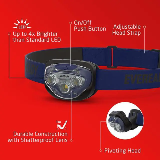 Alt view image 4 of 7 - EVEREADY LED Headlamps Pro200 [5-Pack], IPX4 Water Resistant, Bright and Durable Head Lights for Camping, Hiking, Emergency Power Outage (Batteries Included)