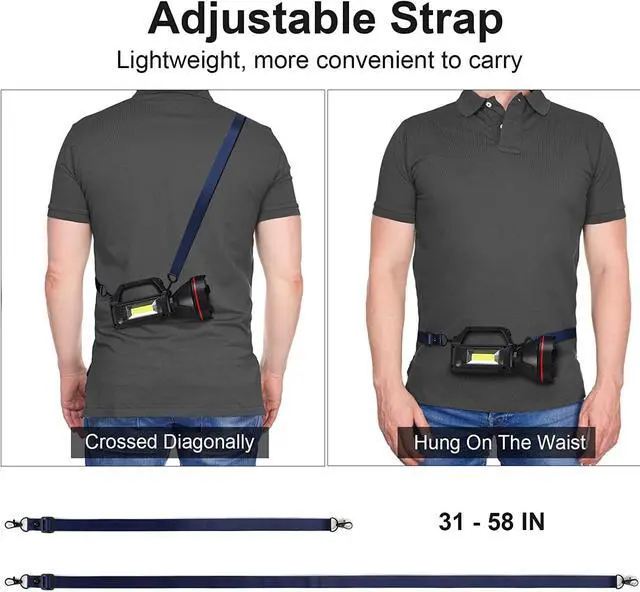 Alt view image 5 of 7 - Rechargeable Spotlight Flashlight, High Lumens Handheld Spotlight,LED Searchlight with Shoulder Strap and USB Output for During Hurricane,Emergency, Storms, Outages,Hunting , Hiking, Camping(Black1)