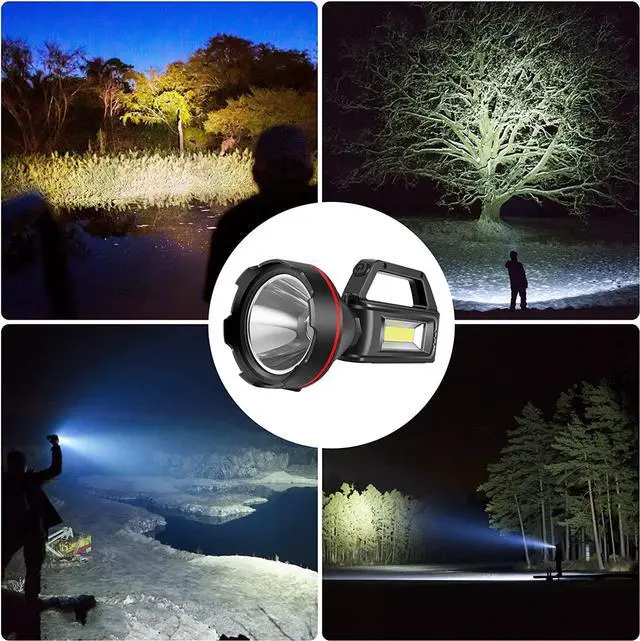 Alt view image 7 of 7 - Rechargeable Spotlight Flashlight, High Lumens Handheld Spotlight,LED Searchlight with Shoulder Strap and USB Output for During Hurricane,Emergency, Storms, Outages,Hunting , Hiking, Camping(Black1)