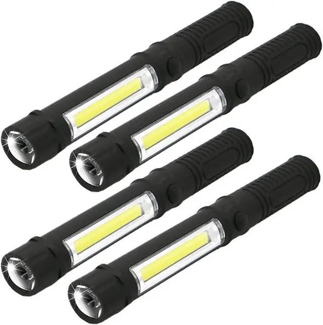 Main image of COB LED Work Flashlight with Magnetic Base and Clip Multi-Function Pocket Pen Light Inspection Work Light, 4 PCS