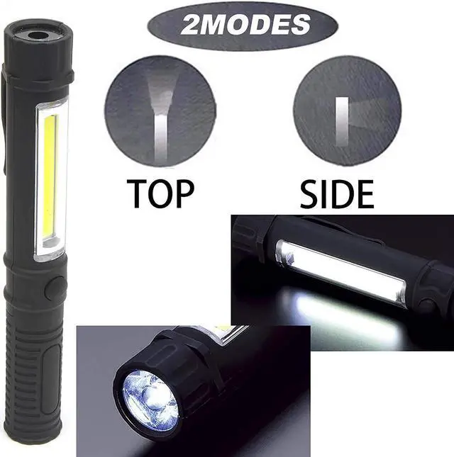 Alt view image 2 of 6 - COB LED Work Flashlight with Magnetic Base and Clip Multi-Function Pocket Pen Light Inspection Work Light, 4 PCS