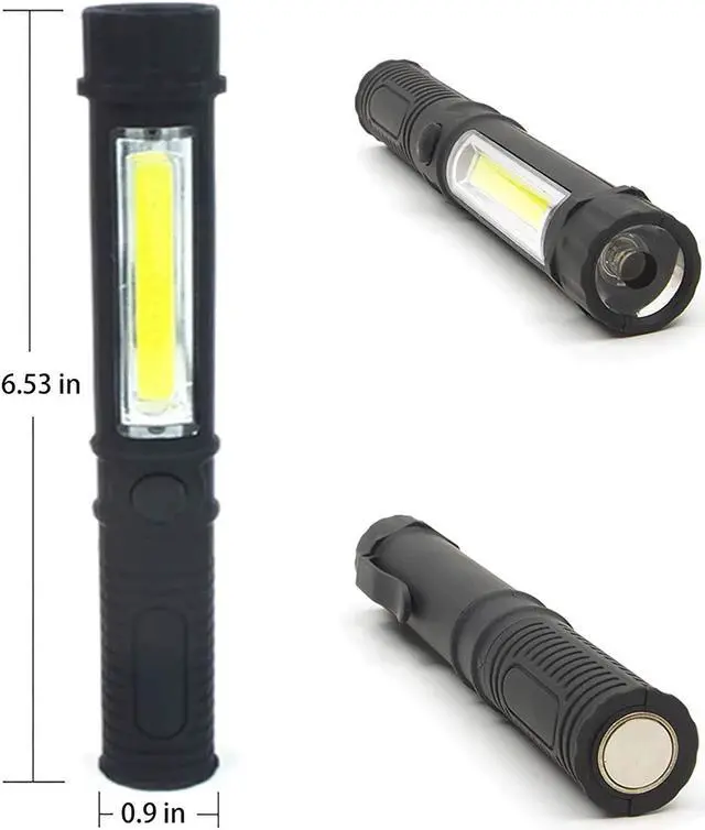 Alt view image 3 of 6 - COB LED Work Flashlight with Magnetic Base and Clip Multi-Function Pocket Pen Light Inspection Work Light, 4 PCS