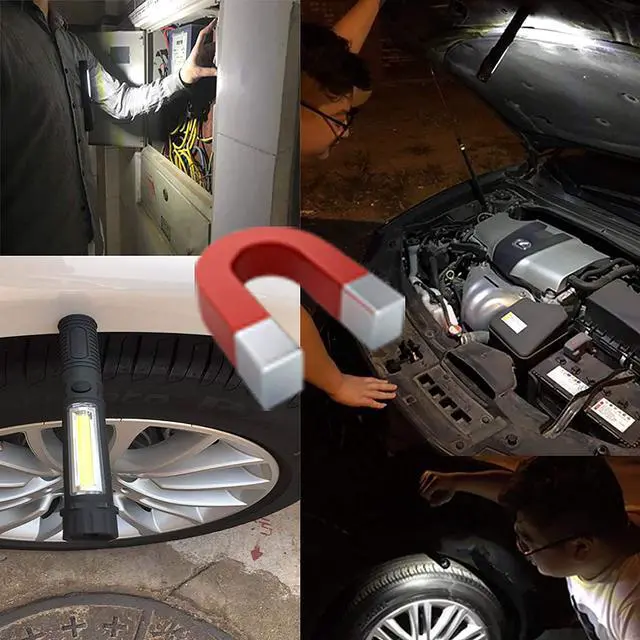 Alt view image 6 of 6 - COB LED Work Flashlight with Magnetic Base and Clip Multi-Function Pocket Pen Light Inspection Work Light, 4 PCS