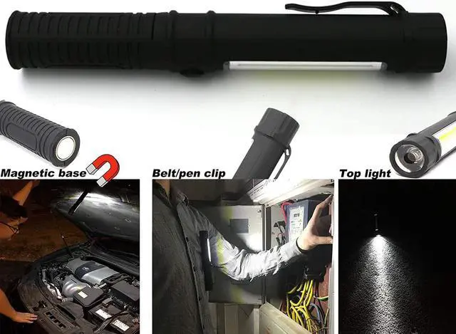 Alt view image 5 of 6 - COB LED Work Flashlight with Magnetic Base and Clip Multi-Function Pocket Pen Light Inspection Work Light, 4 PCS