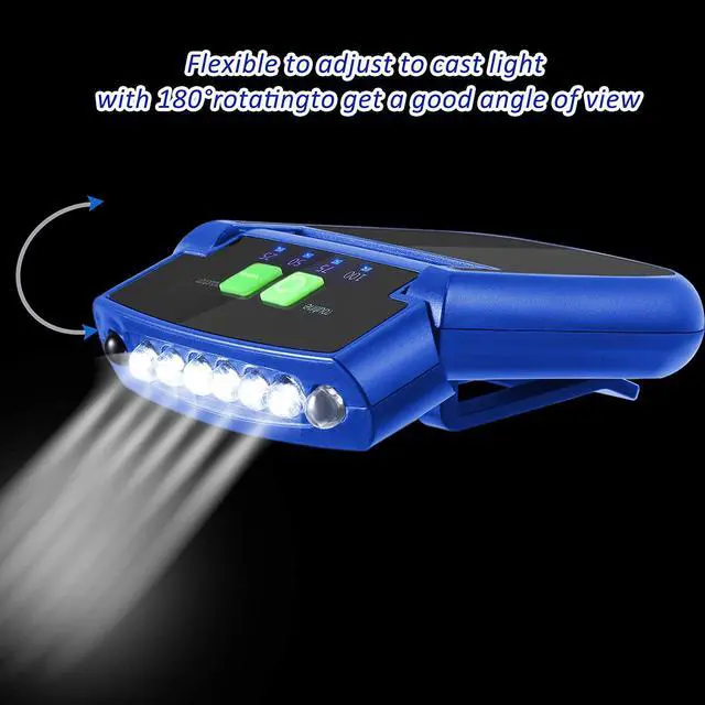 Alt view image 4 of 6 - 2 Pieces LED Clip on Cap Lights USB Rechargeable Cap Flashlight Clip Waterproof Ultra Bright Hat Flashlight Headlamp for Christmas Fishing Camping Hand Work(Black Blue)