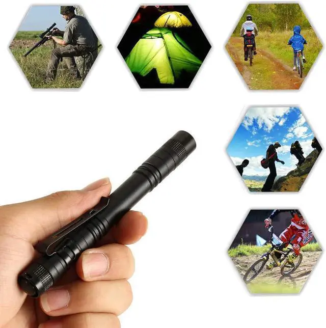 Alt view image 6 of 7 - 5PCS Pen Light Flashlight Ultra Slim Portable LED 1000LM Pocket Penlight Torch with Clip Powered by 2 x AAA Battery (not Include)