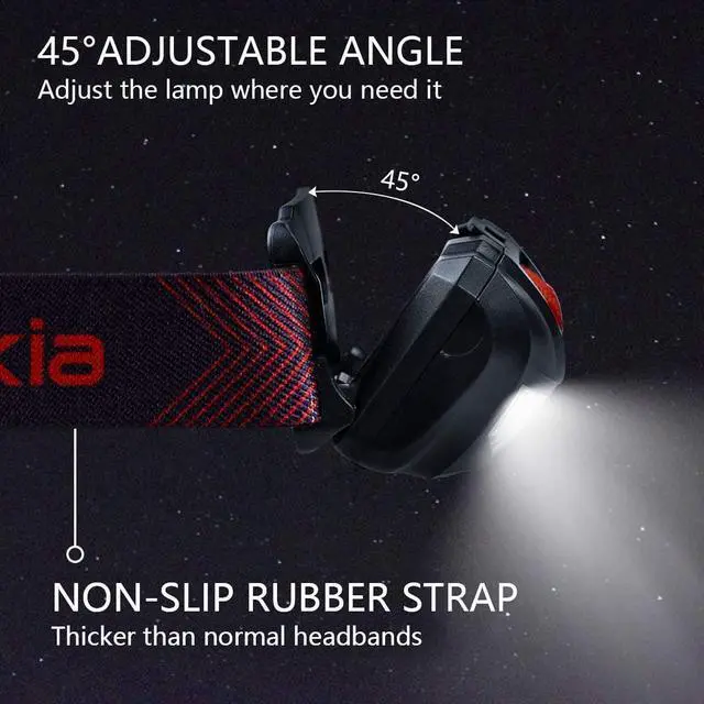 Alt view image 4 of 7 - Ultra Bright LED Headlamp-5 Lighting Modes White & Red LEDs Head Lamp Camping Accessories Gear. IPX6 Waterproof Headlight for Running Cycling Fishing Hiking Repairing. Batteries Included