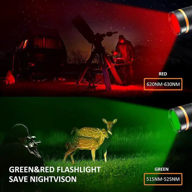 Alt view image 7 of 7 - NICRON Flashlights,Rechargeable Magnetic LED Flashlights,1200 High lumens Tactical Flashlight,White/Red/Green Lights USB Charging,90 Degree Twist,IP65 Waterproof Outdoor